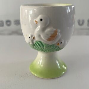 Vintage Old Ceramic Egg Cup with Ducks